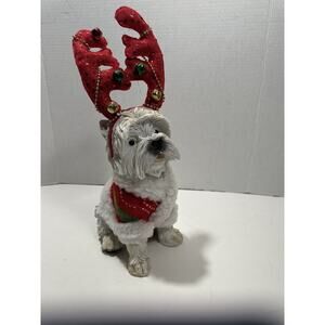 Regency International 14” Resin Scotty Terrier Dog W/Jingle Antlers Reindeer RAR
